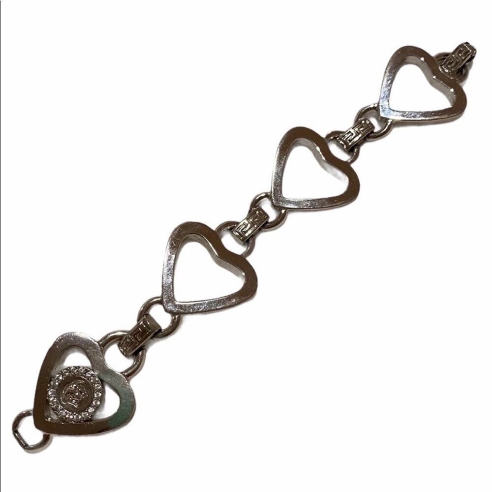 Giani Versace 1990s Silver Love Heart Link Bracelet EUC